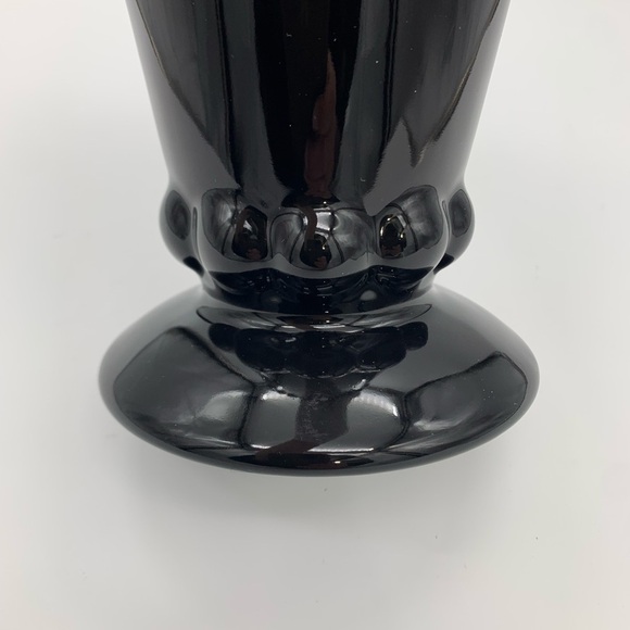 Vtg. Haeger Floral Black Glass Vase 10” Flared Shape With Scalloped Rim & Base - Picture 8 of 11